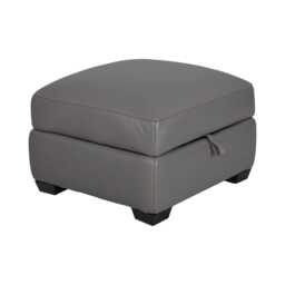 Casa Foster Leather Storage Footstool, Elephant - thumbnail 2