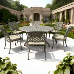 Casa Venice Aluminium Garden Dining Set, Round, 6 Seater, Stone - thumbnail 1