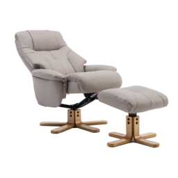 Casa Trento Manual Recliner Faux Leather Swivel Chair & Footstool, Pebble - thumbnail 4