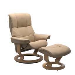 Stressless Mayfair Large Leather Recliner Chair & Footstool, Paloma Beige - thumbnail 1