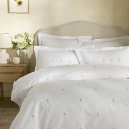 Sophie Allport Embroidered Sunflower Duvet Set, Double, White - thumbnail 4