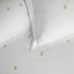 Sophie Allport Embroidered Sunflower Duvet Set, Double, White - thumbnail 2