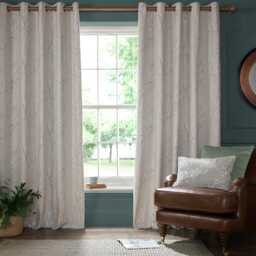 Laura Ashley Pussy Willow Lined Eyelet Curtains, 162 X 182cm, Truffle Natural - thumbnail 1
