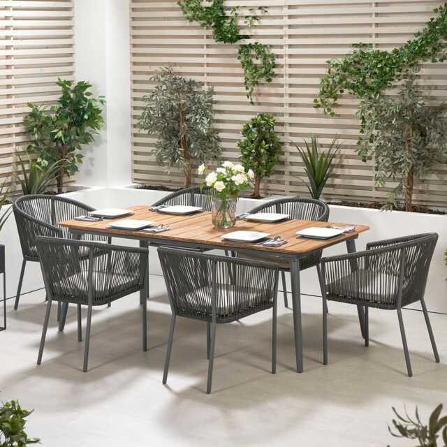Pacific Lifestyle Reims Aluminium Garden Dining Set, Rectangular, 6 Seater, Grey - image 1