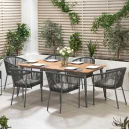 Pacific Lifestyle Reims Aluminium Garden Dining Set, Rectangular, 6 Seater, Grey