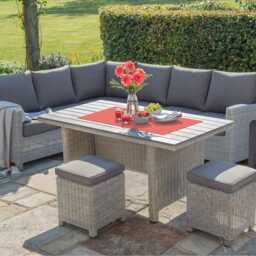 Kettler Palma Rattan Garden Corner Sofa Set, Square, 6 Seater, White Wash