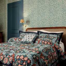 Morris & Co Earthly Paradise Duvet Set, Super King, Teal & Sea Green - thumbnail 2