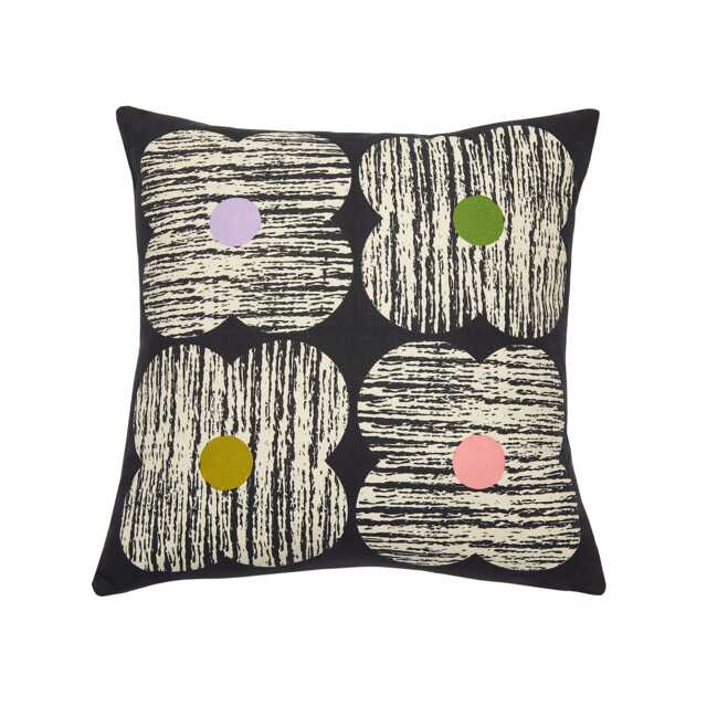Orla Kiely Textured Flower Cushion, Slate - image 1