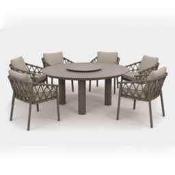 4 Seasons Outdoor Piacenza Aluminium Garden Dining Set, 6 Seater, Bronze - thumbnail 2
