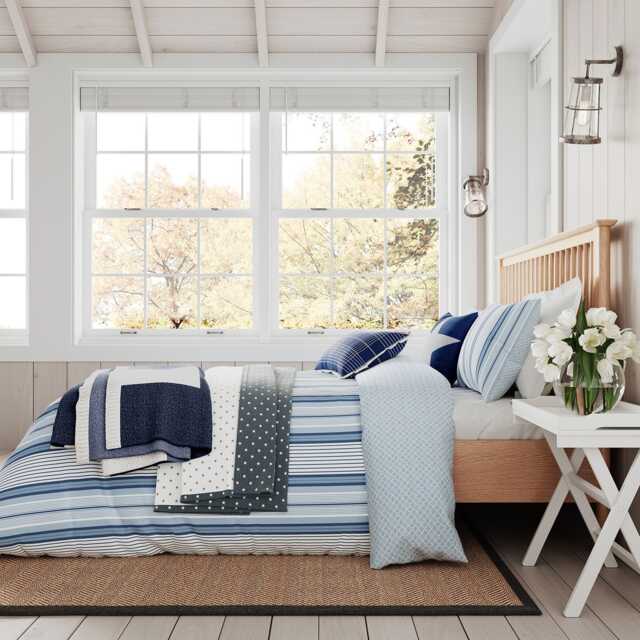 Helena Springfield Long Island Nautical Stripe Duvet Set, Super King, Navy - image 1