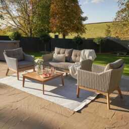 Pacific Lifestyle Larissa Wooden Garden Sofa Set, 4 Seater, Light Grey - thumbnail 1
