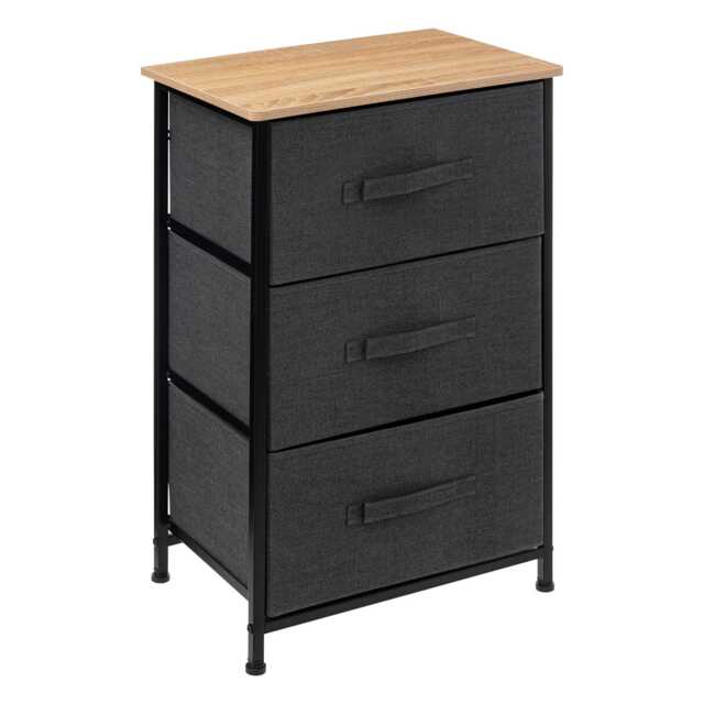 5five Tissa 3 Fabric Drawer Unit, Black & Natural - image 1