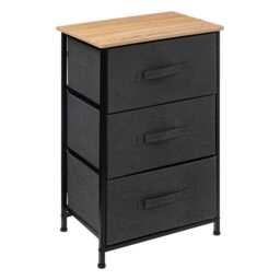 5five Tissa 3 Fabric Drawer Unit, Black & Natural - thumbnail 1