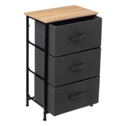 5five Tissa 3 Fabric Drawer Unit, Black & Natural - thumbnail 2
