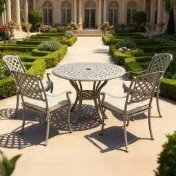 Casa Venice Aluminium Garden Dining set, Round, 4 Seater, Stone - thumbnail 1