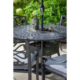 Hartman Capri Garden Dining Set with Parasol, Round, 4 Seater, Grey