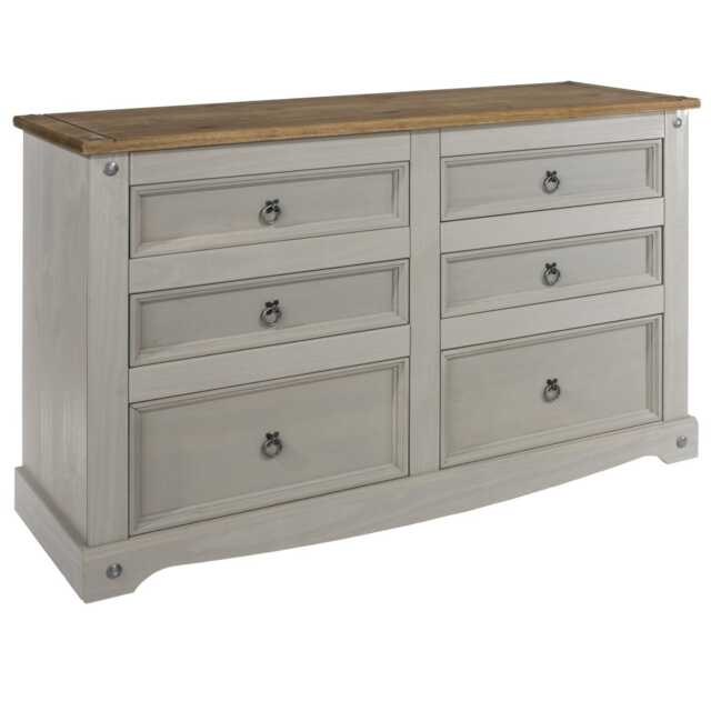 Casa Connor 3+3 Drawer Wide Chest, Grey - image 1