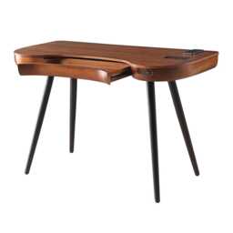 Jual San Francisco Smart Office Glass Top Desk, Walnut - thumbnail 1