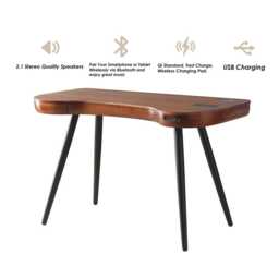 Jual San Francisco Smart Office Glass Top Desk, Walnut - thumbnail 2