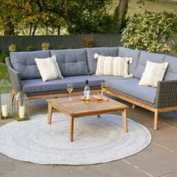 Pacific Lifestyle Larissa Wooden Garden Corner Sofa Set, 5 Seater, Dark Grey