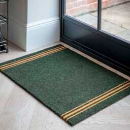 Garden Trading Triple Stripe Doormat, Large, Forest Green - thumbnail 1