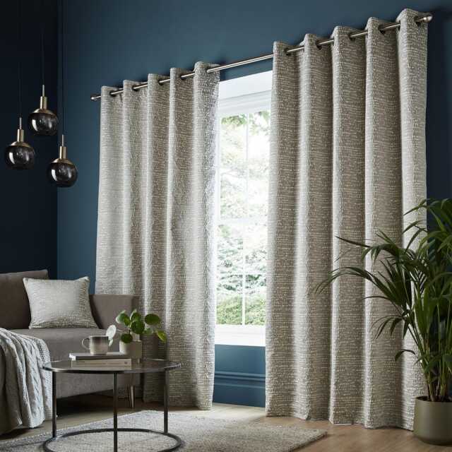 Ashley Wilde Tonwell Lined Eyelet Curtains 229 x 183cm, Dove