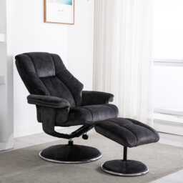 Casa Dalby Swivel Fabric Recliner Chair & Stool, Liquorice - thumbnail 1
