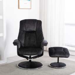 Casa Dalby Swivel Fabric Recliner Chair & Stool, Liquorice - thumbnail 2