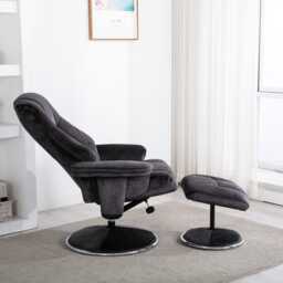 Casa Dalby Swivel Fabric Recliner Chair & Stool, Liquorice - thumbnail 3