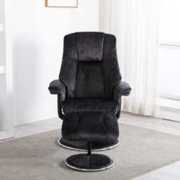 Casa Dalby Swivel Fabric Recliner Chair & Stool, Liquorice - thumbnail 4
