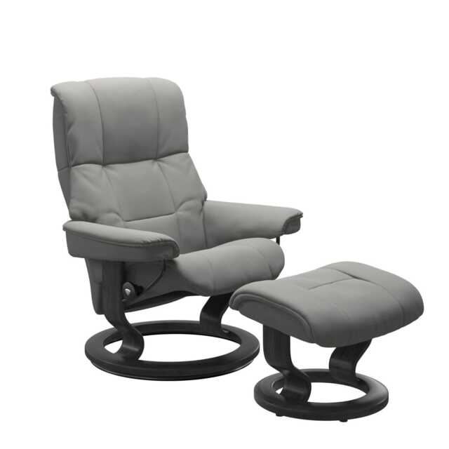 Stressless Mayfair Medium Leather Recliner Chair & Footstool, Paloma Silver Grey - image 1