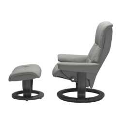 Stressless Mayfair Medium Leather Recliner Chair & Footstool, Paloma Silver Grey - thumbnail 2