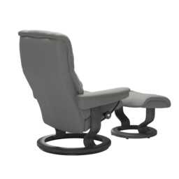 Stressless Mayfair Medium Leather Recliner Chair & Footstool, Paloma Silver Grey - thumbnail 3
