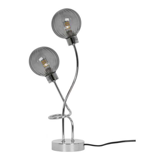 Casa Sofia 2 Light Table Lamp, Chrome & Glass, Smoke Grey - image 1