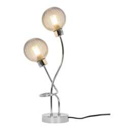Casa Sofia 2 Light Table Lamp, Chrome & Glass, Smoke Grey - thumbnail 2
