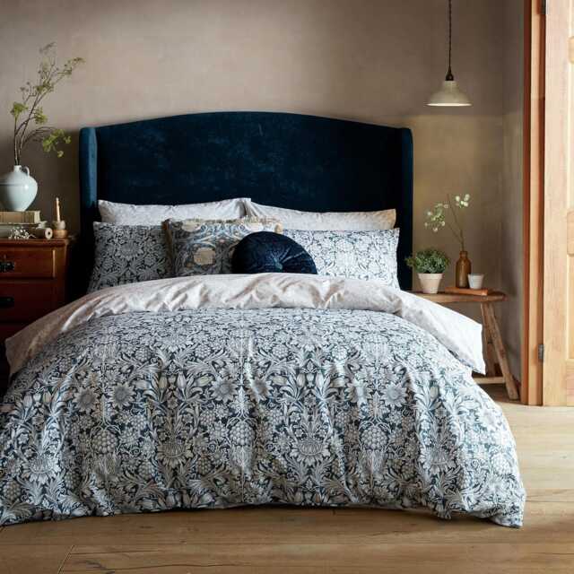William Morris At Home Sunflower Duvet Set, Double, Ink - image 1