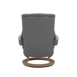 Stressless Mayfair Small Leather Recliner Chair & Footstool, Paloma Silver Grey - thumbnail 2