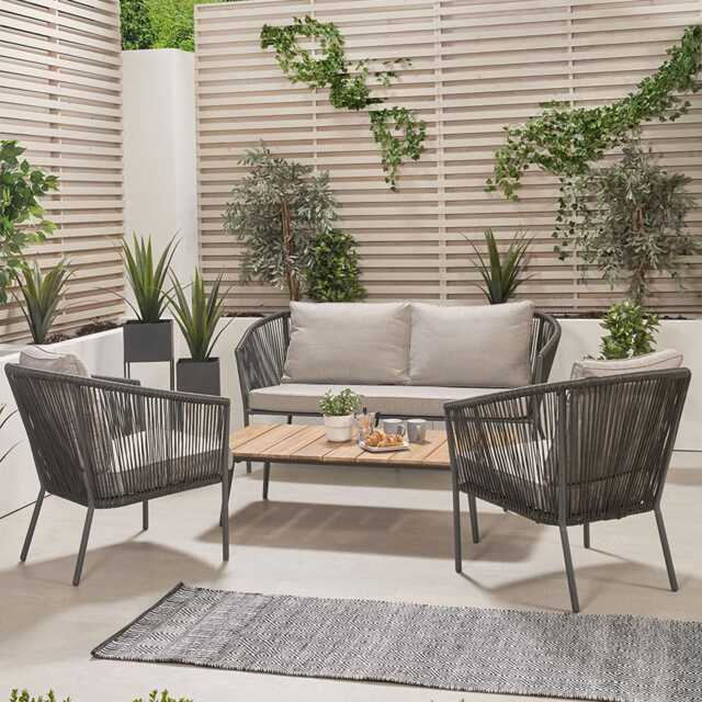 Pacific Lifestyle Larissa Wooden Stackable Garden Sofa Set, 4 Seater, Grey - image 1