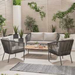 Pacific Lifestyle Larissa Wooden Stackable Garden Sofa Set, 4 Seater, Grey - thumbnail 1