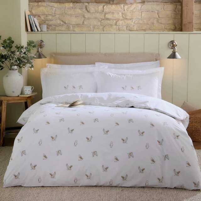 Sophie Allport Snowy Owls Duvet Set, King, White - image 1