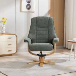Casa Samoa Swivel Fabric Recliner Chair & Stool, Fern - thumbnail 2