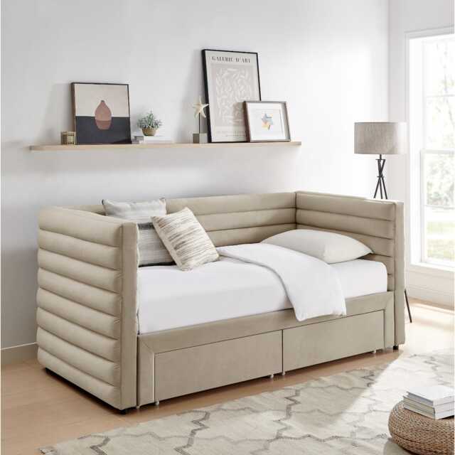 Casa Bella Day Bed with Drawers, Taupe - image 1
