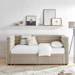 Casa Bella Day Bed with Drawers, Taupe - thumbnail 2