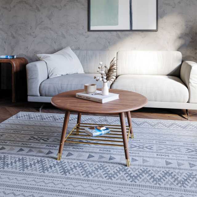 Casa Rise Round Coffee Table, Walnut