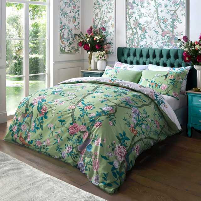 Graham & Brown Chinoiserie Garden Duvet Set, Double, Green - image 1