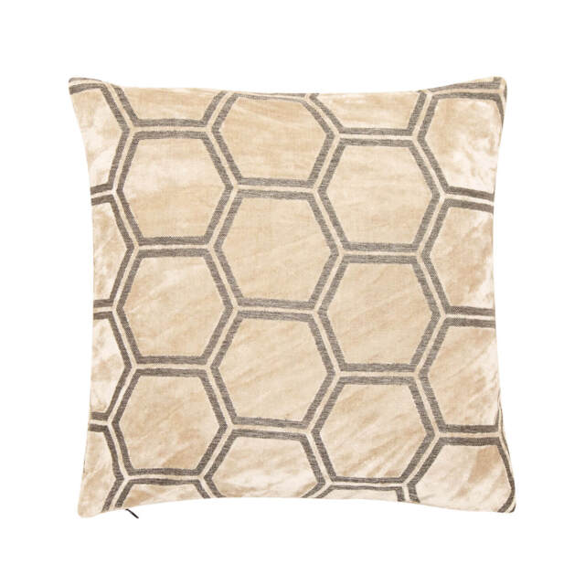 Malini Ivor Hexagon Velvet Cushion, Cream