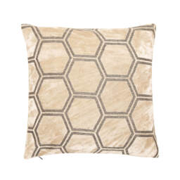 Malini Ivor Hexagon Velvet Cushion, Cream