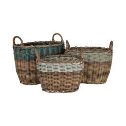 Casa Oval 2 Tone Log Storage Basket, Small, Natural - thumbnail 2