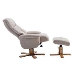 Casa Trento Swivel Manual Recliner Fabric Chair & Footstool, Wheat - thumbnail 3