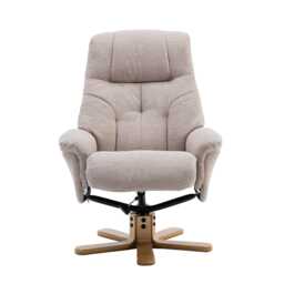Casa Trento Swivel Manual Recliner Fabric Chair & Footstool, Wheat - thumbnail 2